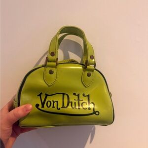 Von Dutch Neon Green Patent Mini Tote